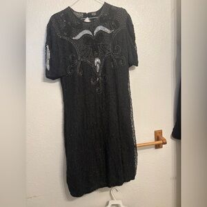 Elegant Black Beaded Dress